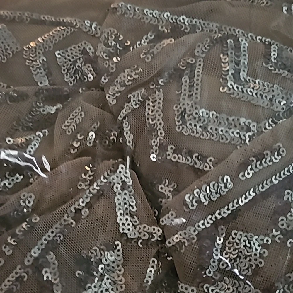 Silver, Backless, Cami,  Fringe Sleeves,  Contrast Sequined Mermaid Gown - Picture 13 of 16